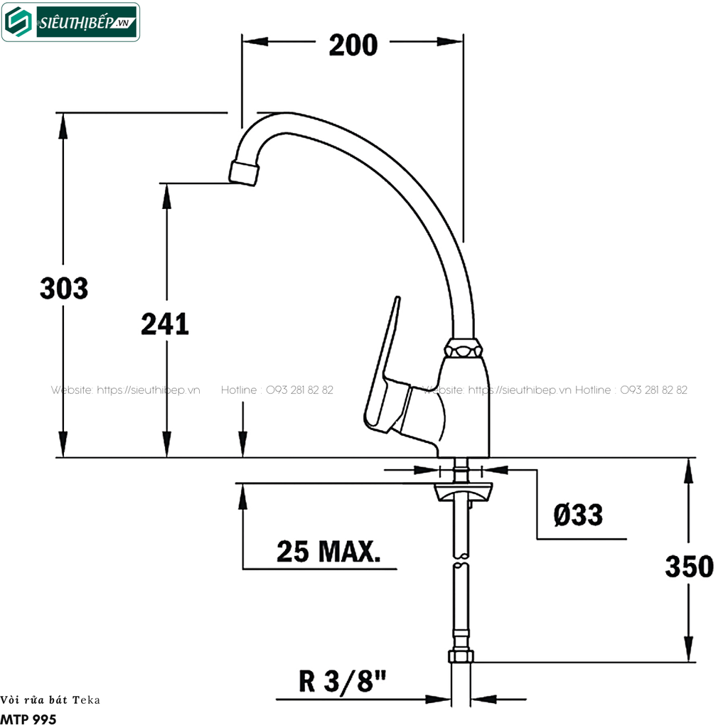 Vòi rửa bát Teka IN 912 (Mạ chrome - Nóng lạnh)