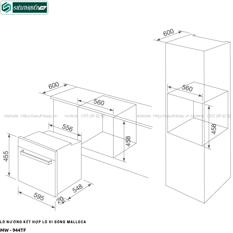 Lò kết hợpMalloca MW - 944TF (Lò nướng kết hợp vi sóng - 44 Lít)