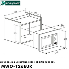 Lò vi sóng Eurosun MWO - T26EUR (Lò vi sóng & lò nướng 2 in 1) để bàn