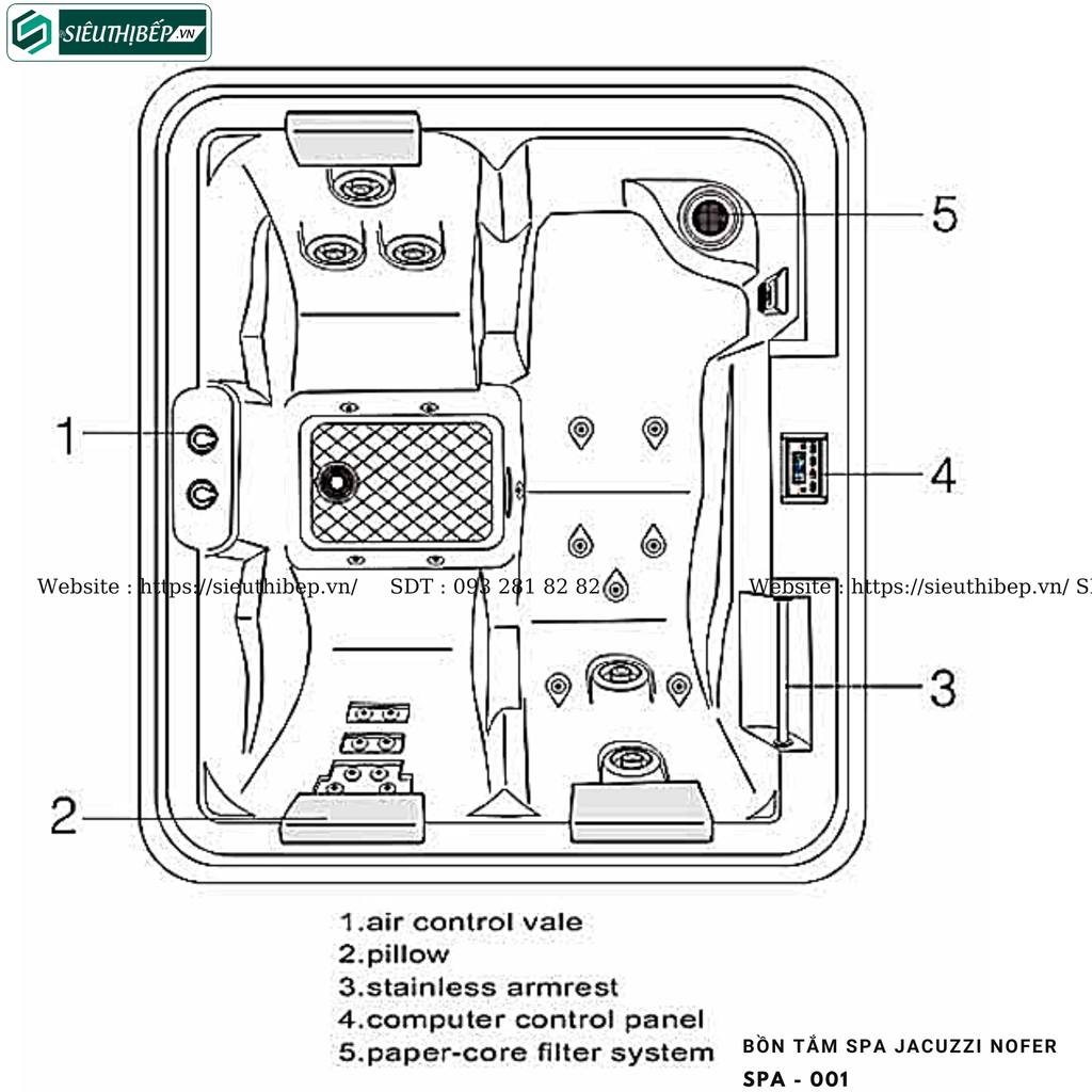 Bồn tắm Spa Jacuzzi Nofer SPA - 001 (Công nghệ Châu Âu)