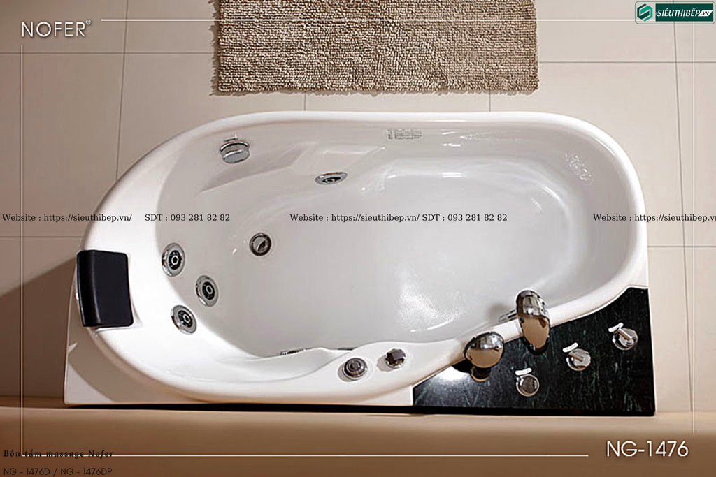Bồn tắm massage Nofer NG - 1476D / NG - 1476DP (Công nghệ Châu Âu)