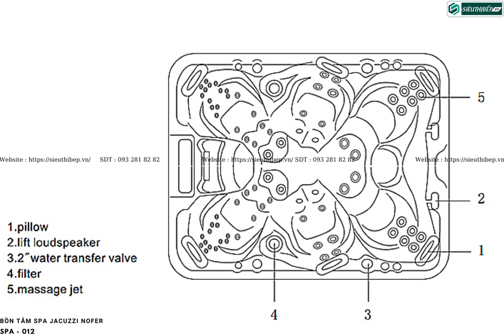 Bồn tắm Spa Jacuzzi Nofer SPA - 012 (Công nghệ Châu Âu)