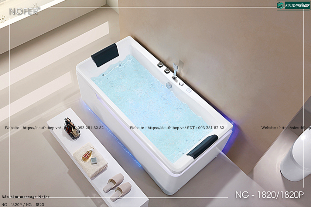 Bồn tắm massage Nofer NG - 1820P / NG - 1820 (Công nghệ Châu Âu)