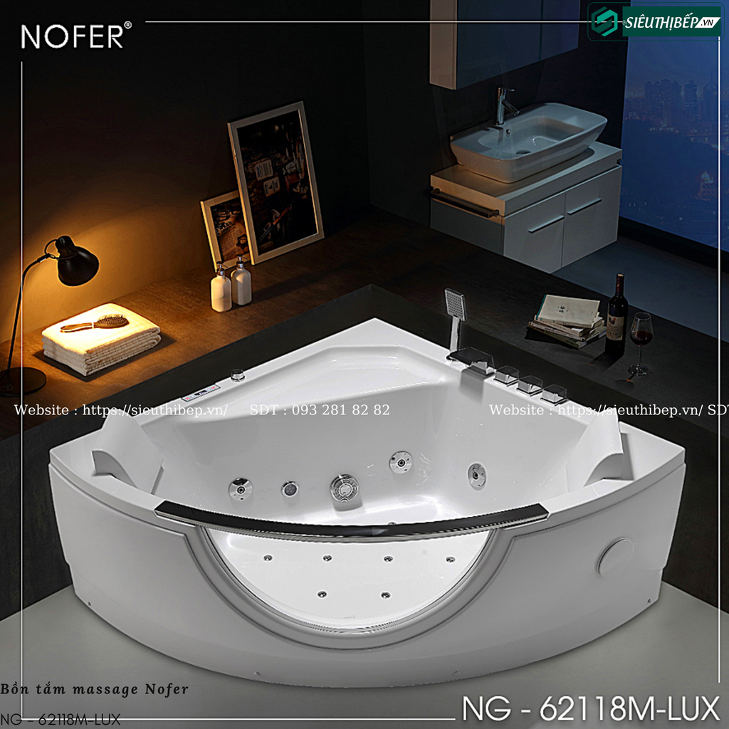 Bồn tắm massage Nofer NG - 62118M-LUX (Công nghệ Châu Âu)