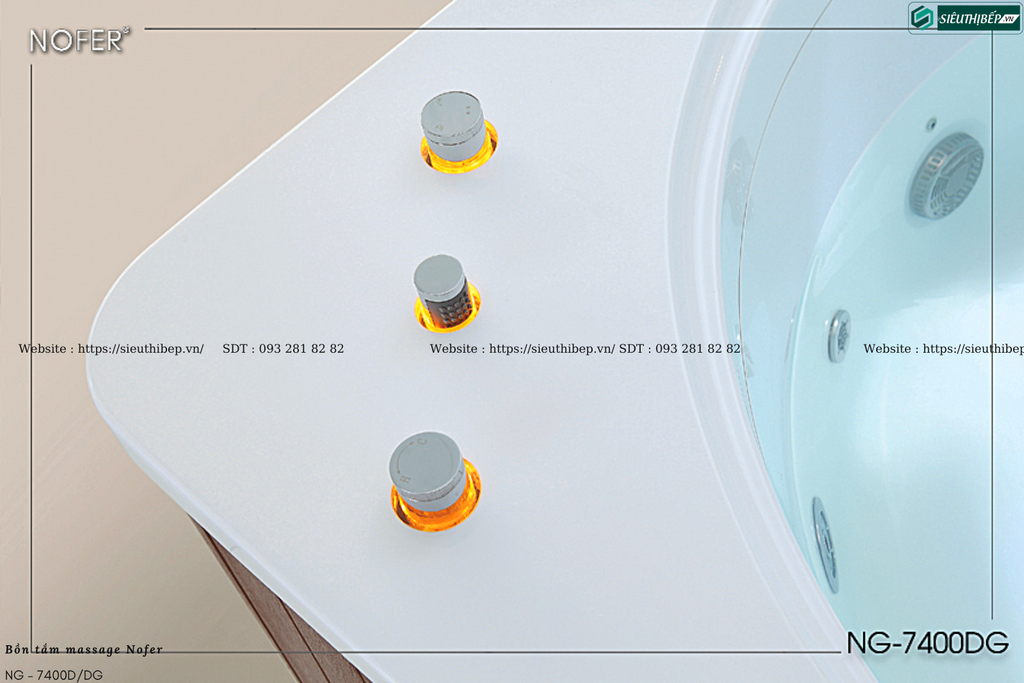 Bồn tắm massage Nofer NG - 7400D/DG (Công nghệ Châu Âu)