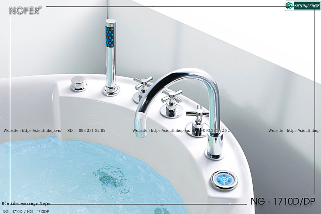 Bồn tắm massage Nofer NG - 1710D / NG - 1710DP (Công nghệ Châu Âu)