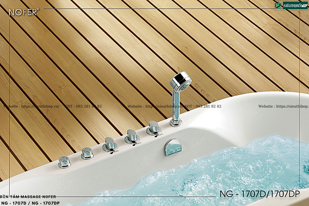 Bồn tắm massage Nofer NG - 1707D / NG - 1707DP (Công nghệ Châu Âu)