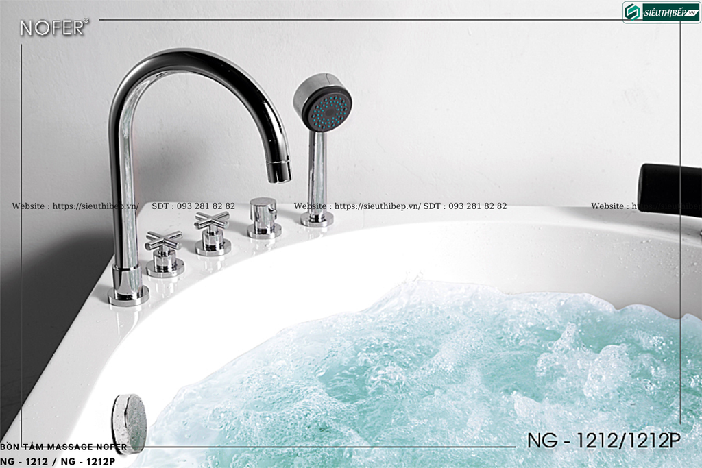 Bồn tắm massage Nofer NG - 1212 / NG - 1212P (Công nghệ Châu Âu)