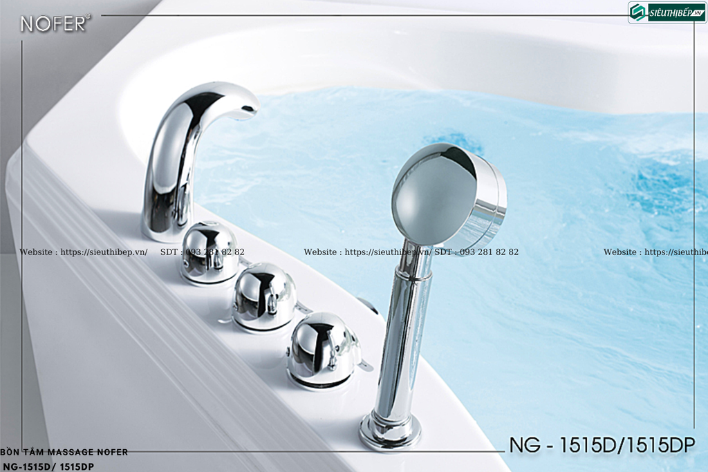 Bồn tắm massage Nofer NG - 1515D / NG - 1515DP (Công nghệ Châu Âu)