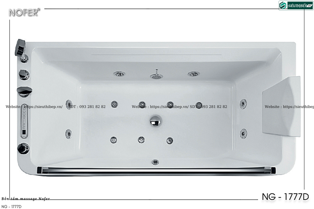 Bồn tắm massage Nofer NG - 1777D (Công nghệ Châu Âu)