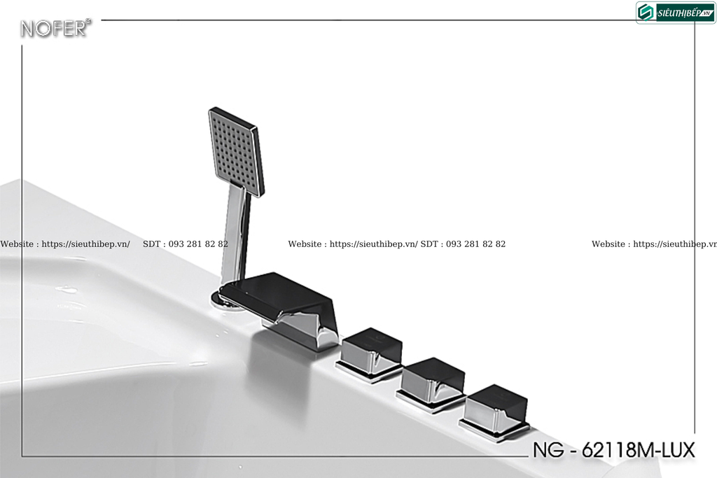 Bồn tắm massage Nofer NG - 62118M-LUX (Công nghệ Châu Âu)