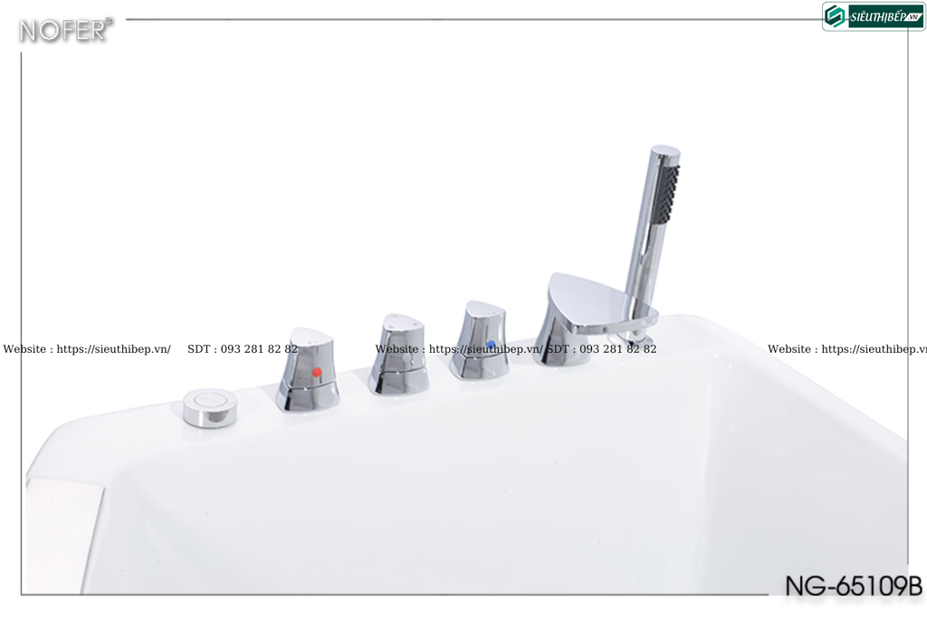 Bồn tắm massage Nofer NG - 65109B (Công nghệ Châu Âu)