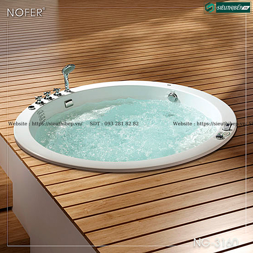 Bồn tắm massage Nofer NG - 3160D / NG - 3160DP (Công nghệ Châu Âu)