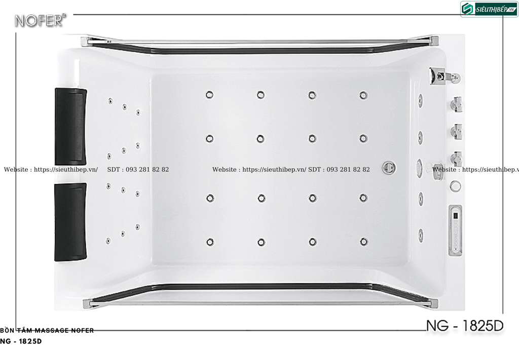 Bồn tắm massage Nofer NG - 1825D (Công nghệ Châu Âu)