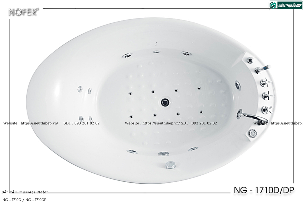 Bồn tắm massage Nofer NG - 1710D / NG - 1710DP (Công nghệ Châu Âu)