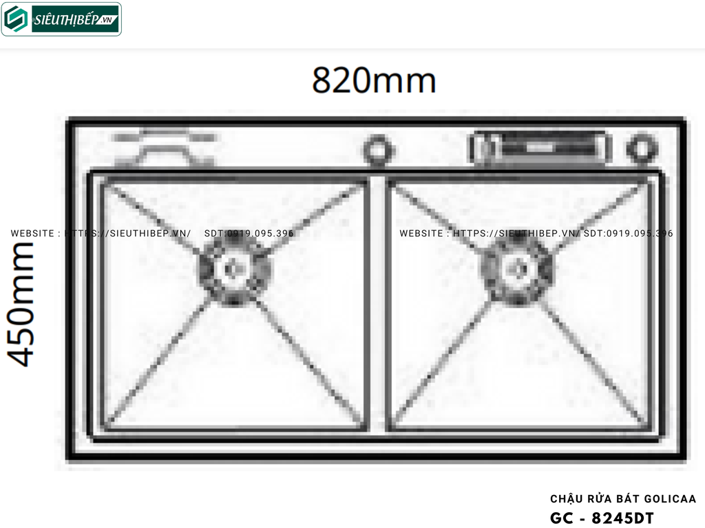 Chậu rửa bát Golicaa GC - 8245DT (Inox 304 - 2 Hộc Đều)
