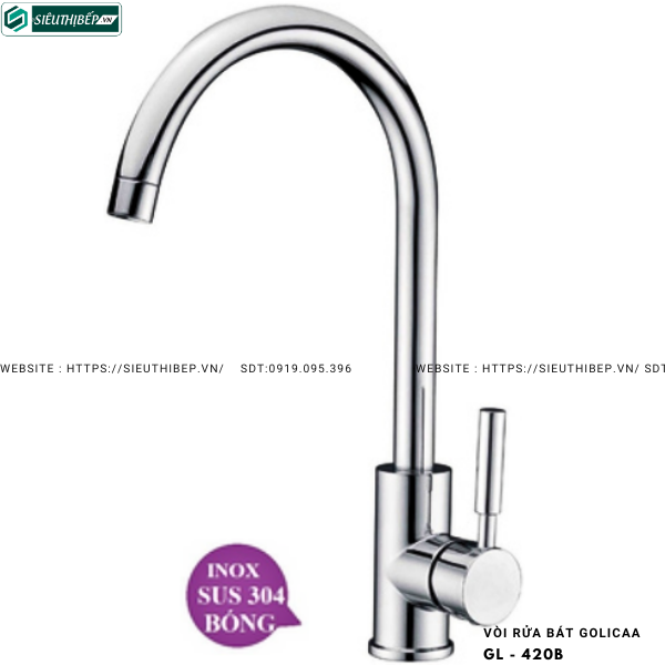 Vòi rửa bát Golicaa GL - 420B (Inox 304 bóng)