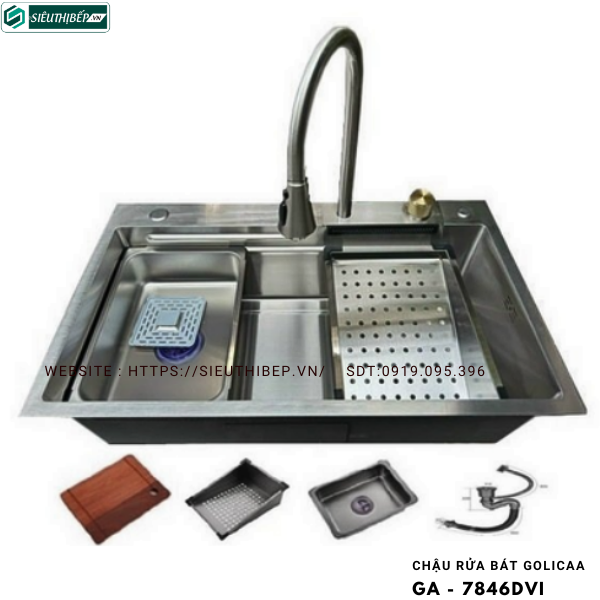 Chậu rửa bát Golicaa GA - 7846DVI (Inox 304 - 1 Hộc)