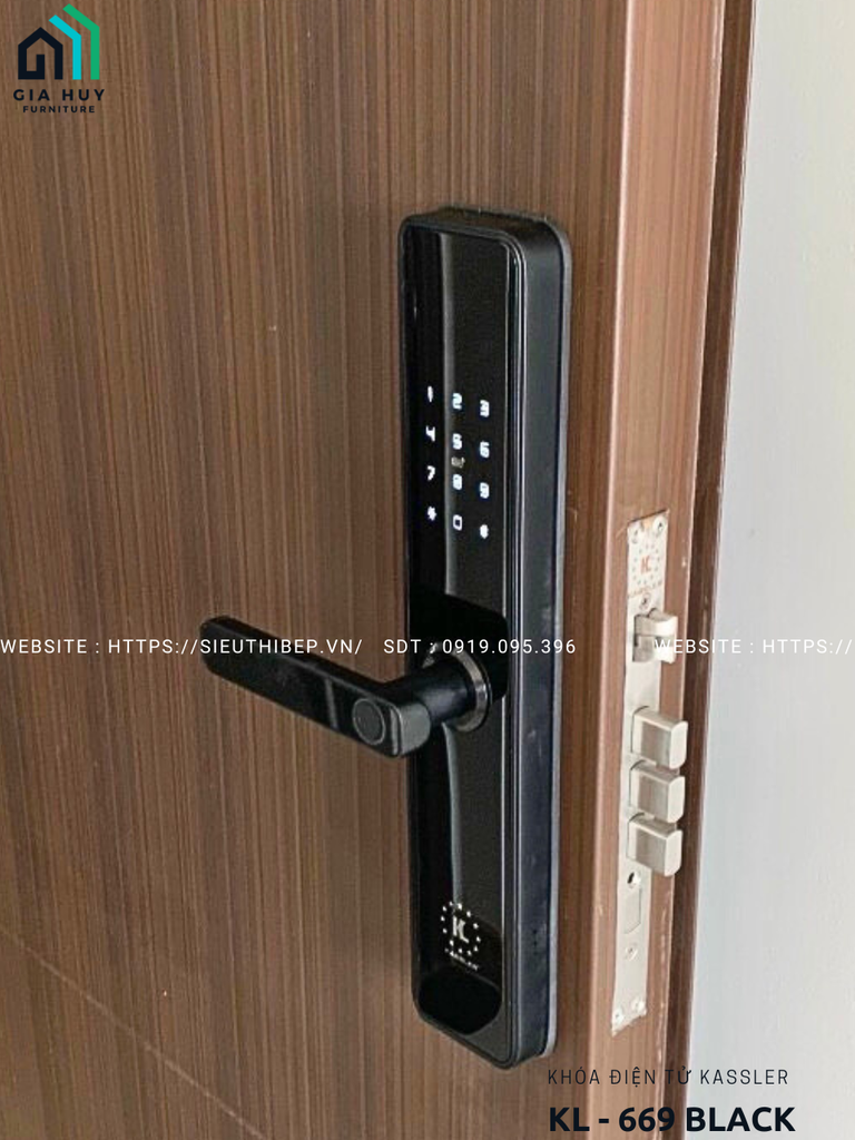 Khóa điện tử Kassler KL - 669 COPPER / KL - 669 BLACK mở khóa bằng APP điện thoại thông minh