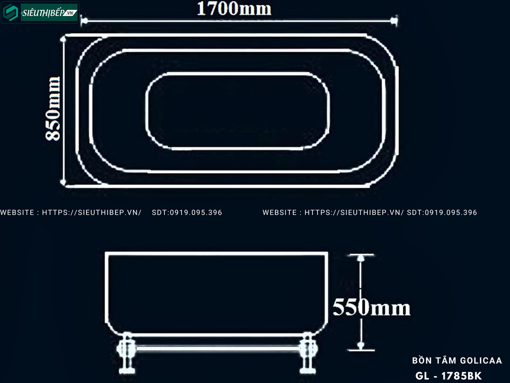 Bồn tắm massage Golicaa GL - 1785BK