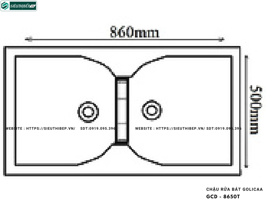 Chậu rửa bát Golicaa GCD - 8650T (Chậu đá - 2 Hộc Đều)