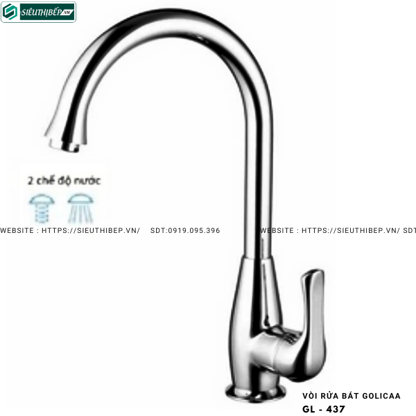 Vòi rửa bát Golicaa GL - 437 (Mạ chrome)