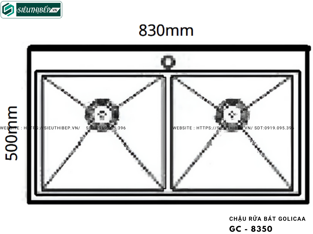 Chậu rửa bát Golicaa GC - 8350 (Inox 304 - 2 Hộc Đều)