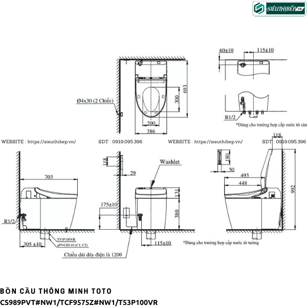 Bồn cầu thông minh TOTO CS989PVT#NW1/TCF9575Z#NW1/T53P100VR - NEOREST DH (220V)