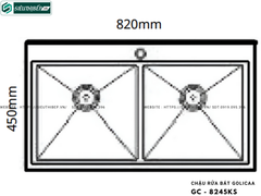Chậu rửa bát Golicaa GC - 8245KS (Inox 304 - 2 Hộc đều)