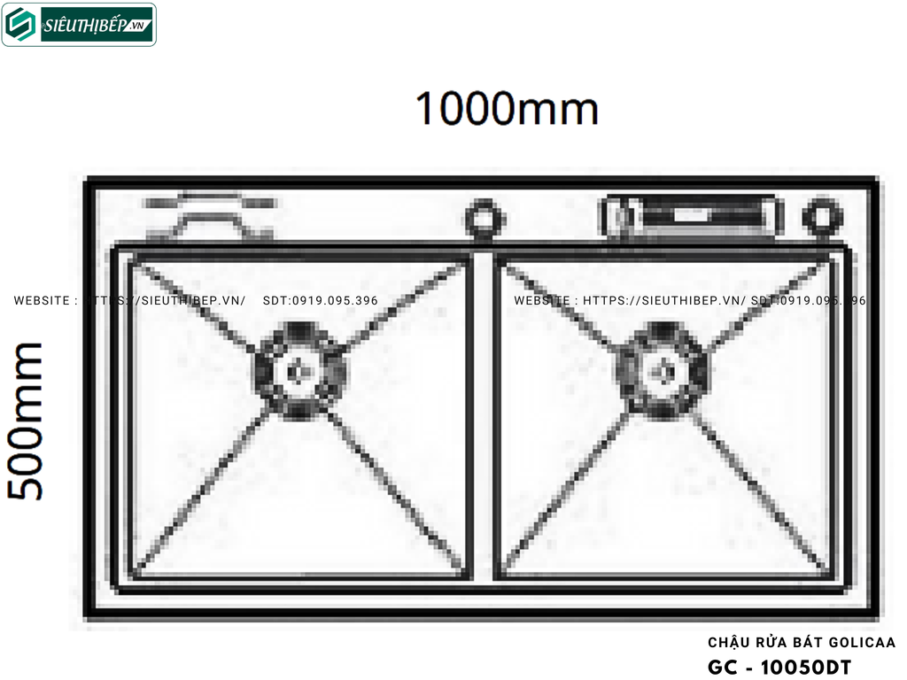 Chậu rửa bát Golicaa GC - 10050DT (Inox 304 - 2 Hộc Đều)