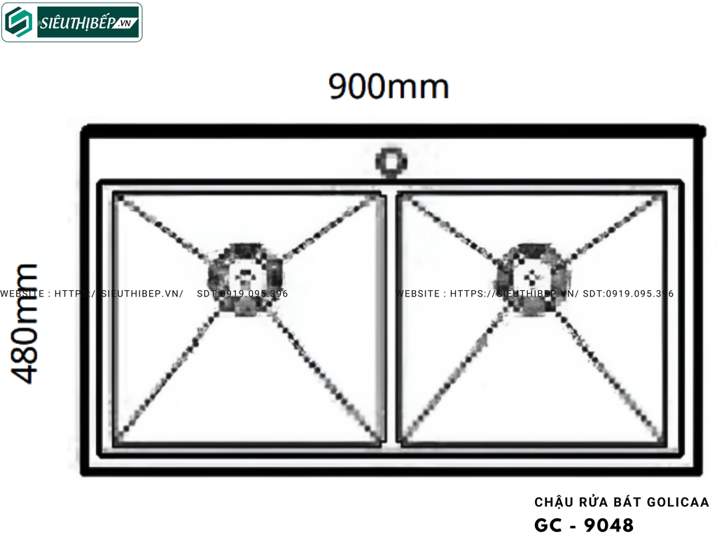 Chậu rửa bát Golicaa GC - 8545 / GC - 9048 (Inox 304 - 2 Hộc đều)