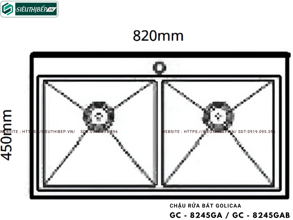 Chậu rửa bát Golicaa GC - 8245GA / GC - 8245GAB (Inox 304 / Inox Phủ Nano Đen - 2 Hộc đều)