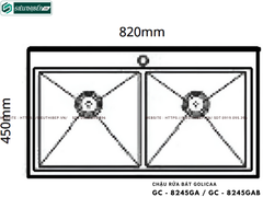 Chậu rửa bát Golicaa GC - 8245GA / GC - 8245GAB (Inox 304 / Inox Phủ Nano Đen - 2 Hộc đều)