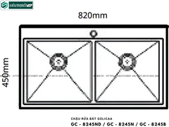 Chậu rửa bát Golicaa GC - 8245ND / GC - 8245N / GC - 8245B (Inox Phủ Nano Xám / Inox Phủ Nano Đen / Inox 304 Bóng - 2 Hộc đều)