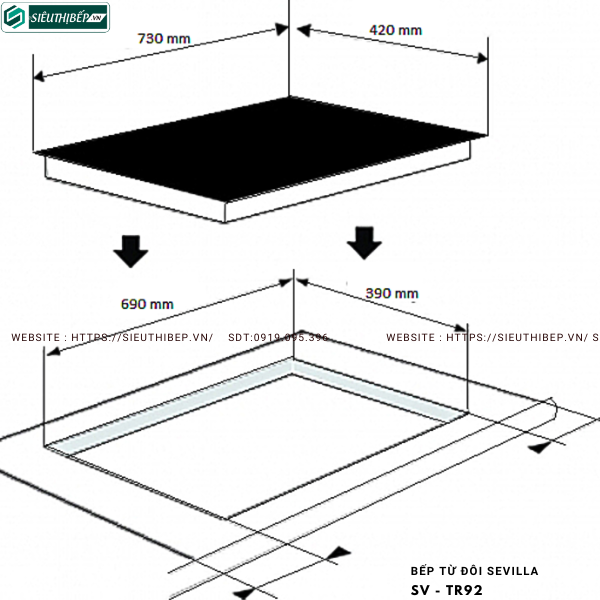 Bếp từ đôi Sevilla SV - TR92 Inverter tiết kiệm điện