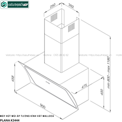 Máy hút mùi Malloca PLANA K3444 (Áp tường - Kính vát)