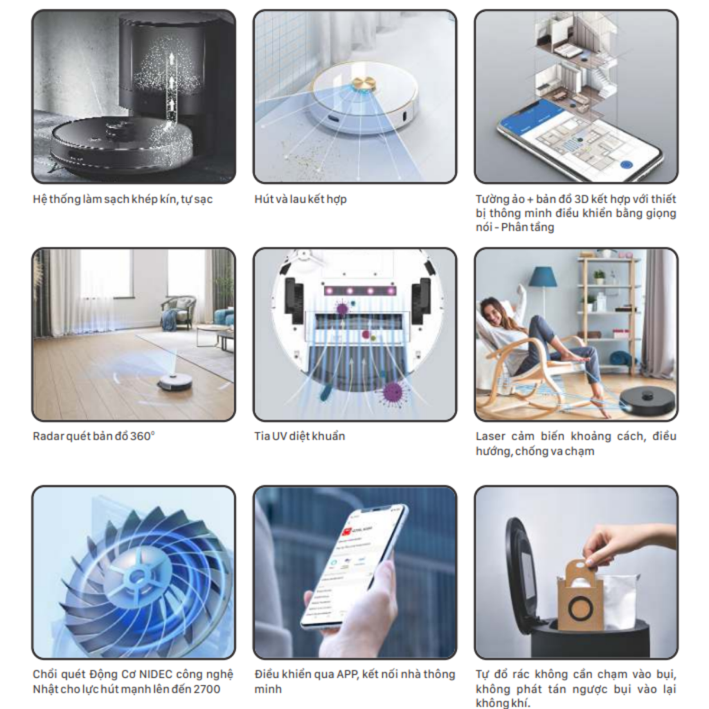 Robot hút bụi lau nhà Hubert HB - S68 - W (Điều khiển qua app, giọng nói)