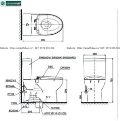 Bồn cầu 2 khối TOTO CS320DRE4#W (Nắp Rửa Cơ TCW1211A)