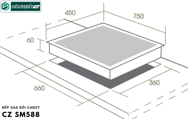 Bếp gas đôi Canzy CZ SM588 (Lắp âm)
