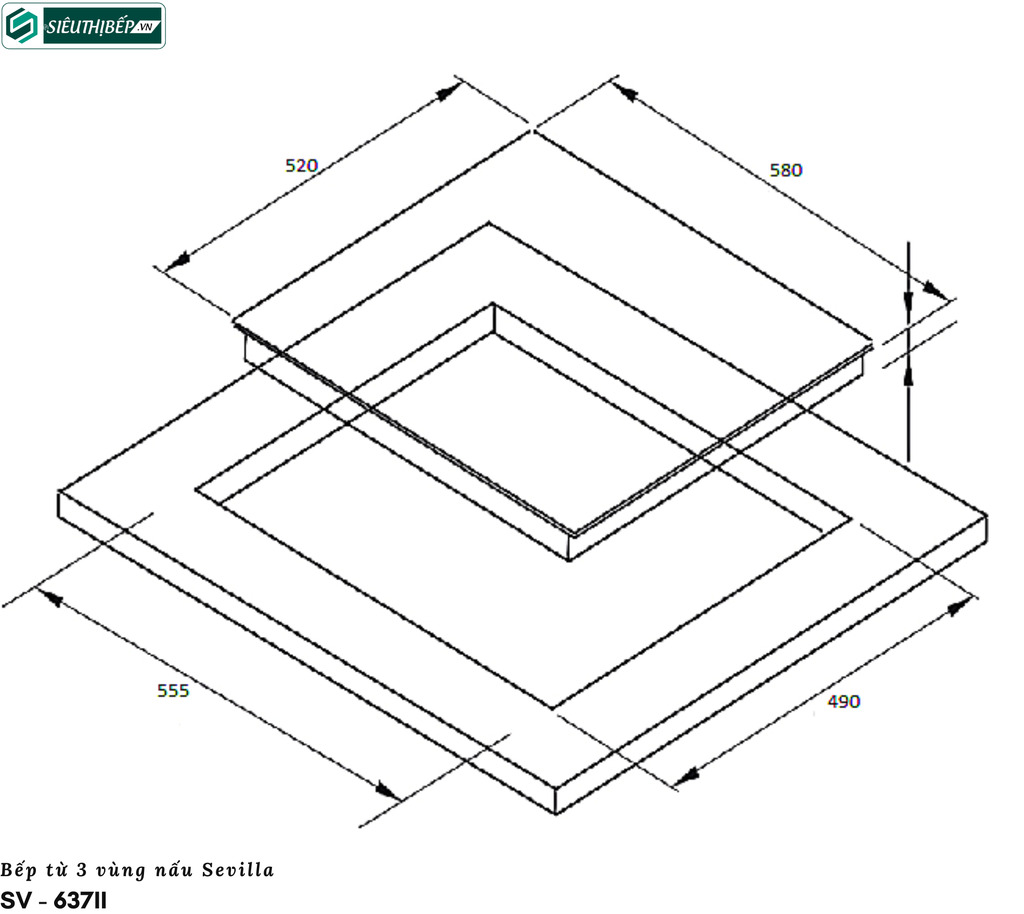 Bếp từ Sevilla SV - 637II (3 vùng nấu - Double inverter tiết kiệm điện năng)