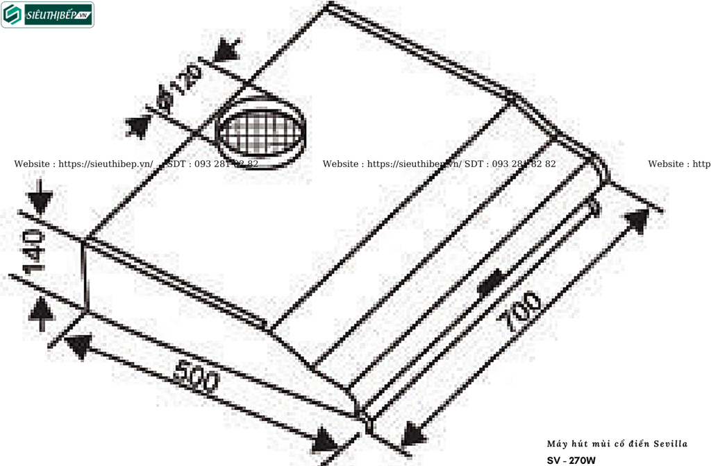 Máy hút mùi Sevilla SV - 270W (Cổ điển - Vân gỗ nâu)