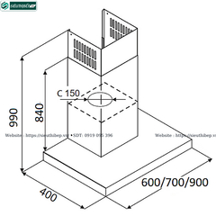 Máy hút mùi Fagor 3CFS - 6031X / 3CFS - 7031X / 3CFS - 9031X (Áp tường -  Chữ T)
