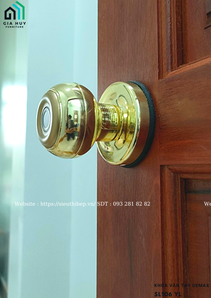Khóa vân tay Demax SL106 YL / SL106 SV (Dùng cho cửa phòng - Mở khóa bằng Bluetooth thông minh)
