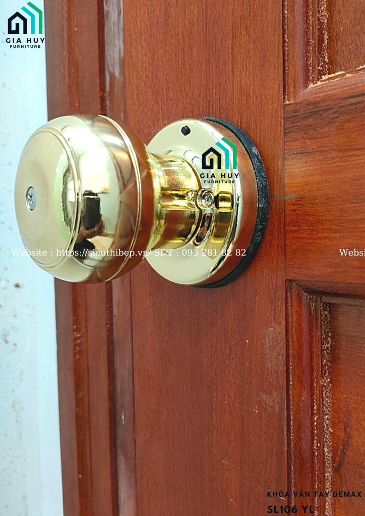 Khóa vân tay Demax SL106 YL / SL106 SV (Dùng cho cửa phòng - Mở khóa bằng Bluetooth thông minh)