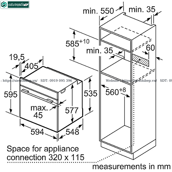 Lò nướng Bosch HMH HBG633BB1B - Serie 8 (71 Lít - Âm tủ)