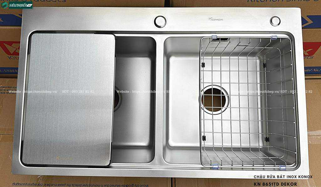 Chậu rửa bát inox Konox KN 8651TD Dekor - Basic (2 hộc đều - lắp dương)