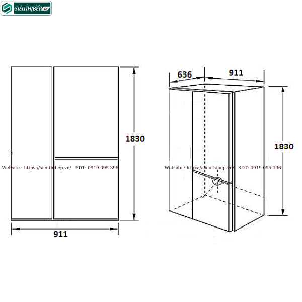 Tủ lạnh Kaff KF - BCD 580W (Side By Side 3 cánh mở  - 580 Lít)