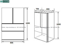 Tủ lạnh Kaff KF - BCD 523W (Side By Side 2 cánh mở trên, 2 ngăn rút dưới - 523 Lít)