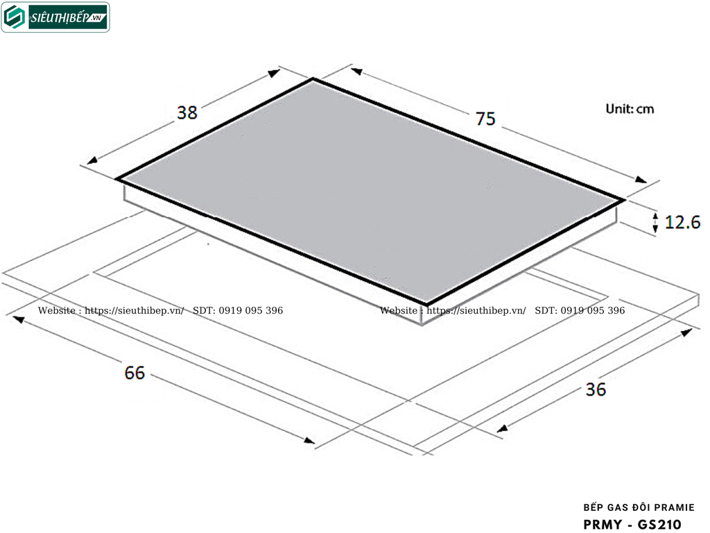 Bếp gas đôi Pramie PRMY - GS210 (Made in Malaysia)