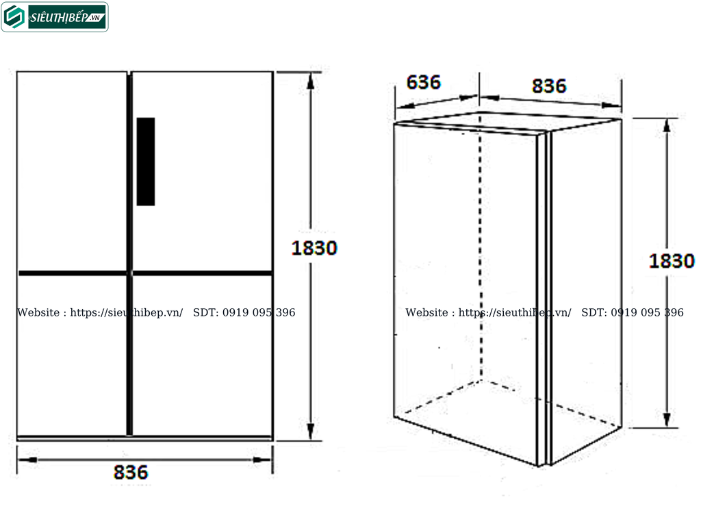 Tủ lạnh Side By Side Kaff KF - BCD 446W (Side By Side 4 cánh mở trên - 446 Lít)